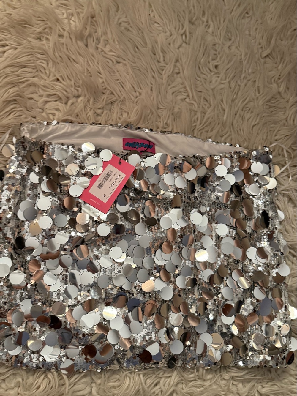 Silver Sequin Mini Skirt pailette